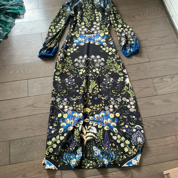 Etro Black Floral Maxi Dress with Blue and Green Motifs - Picture 4 of 5